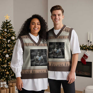 Funny Bigfoot Watching Soccer V-Neck Knit Sweater Vest Argentina Futbol Fan