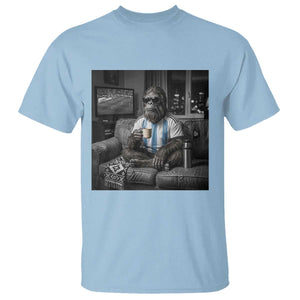 Funny Bigfoot Watching Soccer T Shirt Argentina Futbol Fan