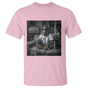 Funny Bigfoot Watching Soccer T Shirt Argentina Futbol Fan