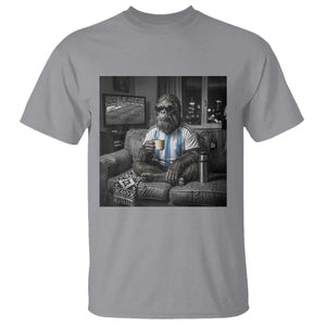 Funny Bigfoot Watching Soccer T Shirt Argentina Futbol Fan