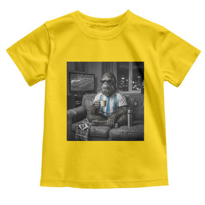 Funny Bigfoot Watching Soccer Toddler T Shirt Argentina Futbol Fan