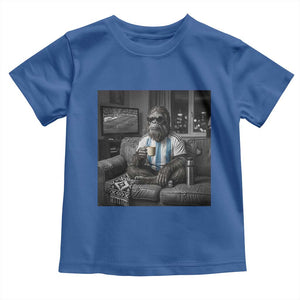 Funny Bigfoot Watching Soccer Toddler T Shirt Argentina Futbol Fan