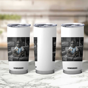 Funny Bigfoot Watching Soccer Tumbler Cup Argentina Futbol Fan