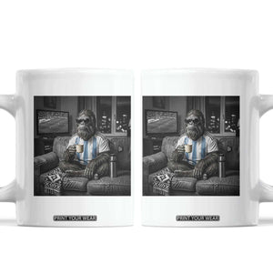 Funny Bigfoot Watching Soccer Coffee Mug Argentina Futbol Fan