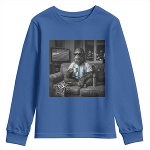Funny Bigfoot Watching Soccer Youth Sweatshirt Argentina Futbol Fan