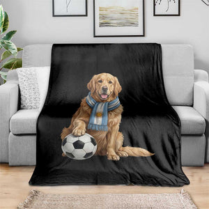 Golden Retriever Soccer Fan Throw Blanket Argentina Football Pride