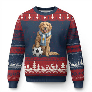 Golden Retriever Soccer Fan Ugly Christmas Sweater Argentina Football Pride