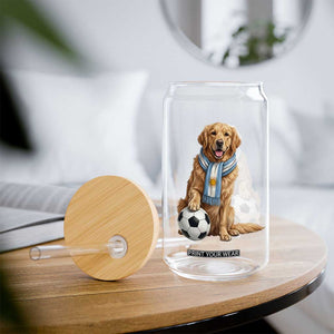 Golden Retriever Soccer Fan Glass Can Argentina Football Pride