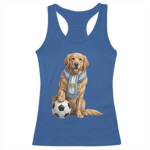 Golden Retriever Soccer Fan Racerback Tank Top Argentina Football Pride