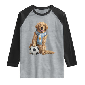 Golden Retriever Soccer Fan Raglan Shirt Argentina Football Pride