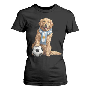 Golden Retriever Soccer Fan T Shirt For Women Argentina Football Pride