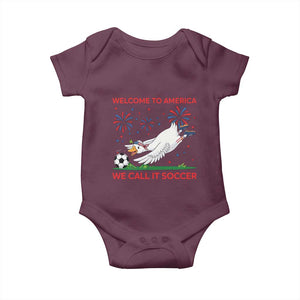 Funny USA Goose Football Baby Onesie Welcome To America We Call It Soccer TS12 Maroon Print Your Wear