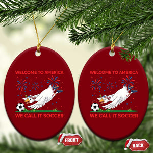 Funny USA Goose Football Ceramic Ornament Welcome To America We Call It Soccer