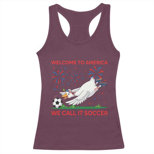 Funny USA Goose Football Racerback Tank Top Welcome To America We Call It Soccer