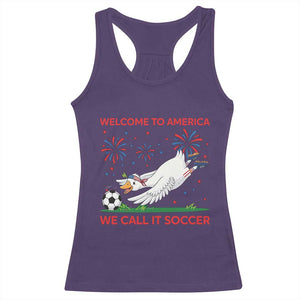 Funny USA Goose Football Racerback Tank Top Welcome To America We Call It Soccer