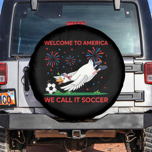Funny USA Goose Football Spare Tire Cover Welcome To America We Call It Soccer