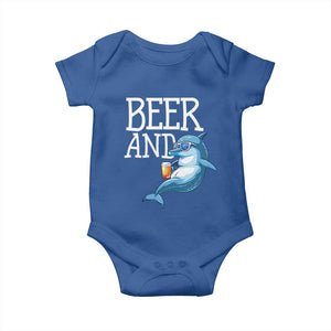 Dolphin And Beer Lover Funny Beach Life Gift Baby Onesie TS12 Royal Blue Print Your Wear