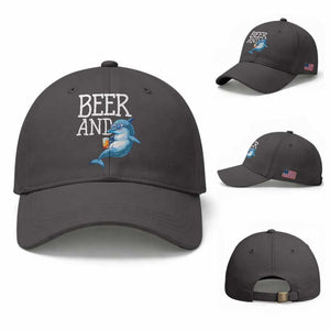 Dolphin And Beer Lover Funny Beach Life Gift Baseball Cap TS12 Baseball Cap Universal Fit Dark Gray Print Your Wear