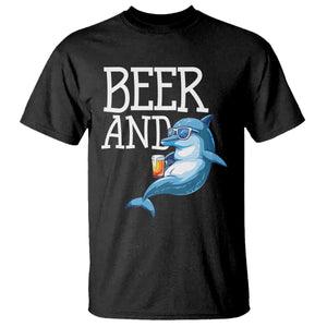 Dolphin And Beer Lover Funny Beach Life Gift T Shirt TS12 Black Print Your Wear