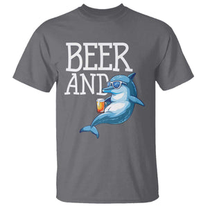 Dolphin And Beer Lover Funny Beach Life Gift T Shirt TS12 Charcoal Print Your Wear
