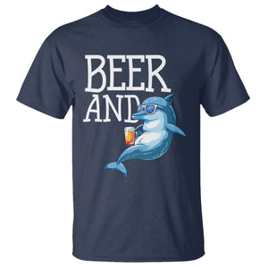 Dolphin And Beer Lover Funny Beach Life Gift T Shirt TS12 Navy Print Your Wear