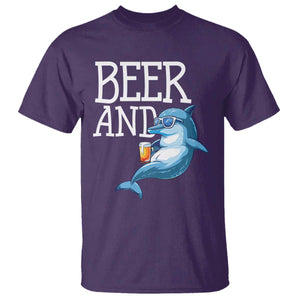 Dolphin And Beer Lover Funny Beach Life Gift T Shirt TS12 Purple Print Your Wear