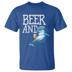 Dolphin And Beer Lover Funny Beach Life Gift T Shirt TS12 Royal Blue Print Your Wear