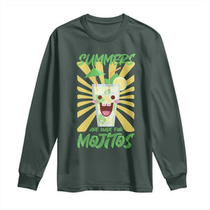Summers Are Made For Mojitos Long Sleeve Shirt Funny Vacation Cocktail TS12 Dark Forest Green Print Your Wear