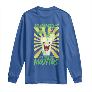 Summers Are Made For Mojitos Long Sleeve Shirt Funny Vacation Cocktail TS12 Royal Blue Print Your Wear