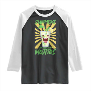 Summers Are Made For Mojitos Raglan Shirt Funny Vacation Cocktail TS12 Black White Print Your Wear