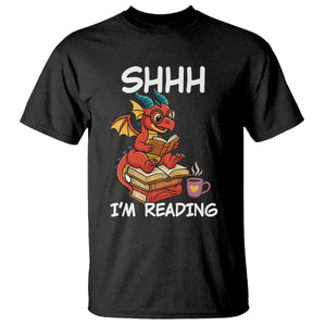 Shhh I Am Reading T Shirt Funny Dragon Reading Book TS12 Black Print Your Wear