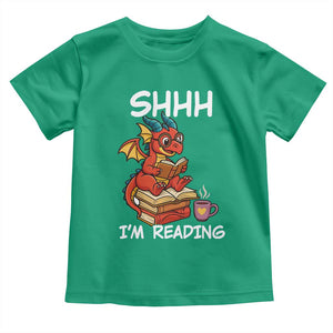 Shhh I Am Reading Toddler T Shirt Funny Dragon Reading Book TS12 Irish Green Print Your Wear
