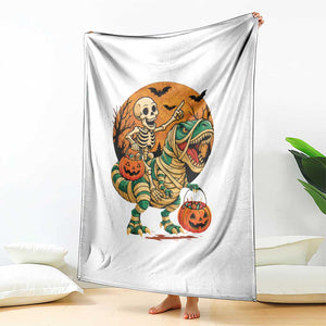 Funny Skeleton Riding Mummy Dinosaur Halloween Throw Blanket TS12 Print Your Wear