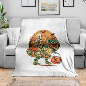 Funny Skeleton Riding Mummy Dinosaur Halloween Throw Blanket TS12 Print Your Wear