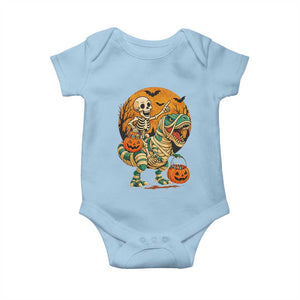Funny Skeleton Riding Mummy Dinosaur Halloween Baby Onesie TS12 Light Blue Print Your Wear