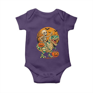 Funny Skeleton Riding Mummy Dinosaur Halloween Baby Onesie TS12 Purple Print Your Wear