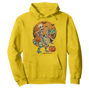 Funny Skeleton Riding Mummy Dinosaur Halloween Hoodie TS12 Daisy Print Your Wear
