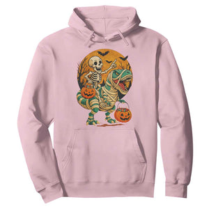 Funny Skeleton Riding Mummy Dinosaur Halloween Hoodie TS12 Light Pink Print Your Wear