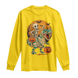 Funny Skeleton Riding Mummy Dinosaur Halloween Long Sleeve Shirt TS12 Daisy Print Your Wear