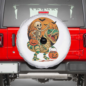 Funny Skeleton Riding Mummy Dinosaur Halloween Spare Tire Cover TS12 White Print Your Wear