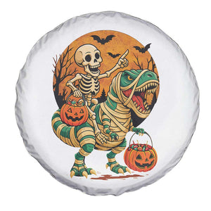 Funny Skeleton Riding Mummy Dinosaur Halloween Spare Tire Cover TS12 Print Your Wear