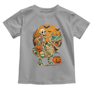Funny Skeleton Riding Mummy Dinosaur Halloween Toddler T Shirt TS12 Sport Gray Print Your Wear