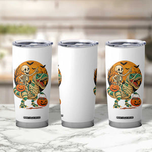 Funny Skeleton Riding Mummy Dinosaur Halloween Tumbler Cup TS12 Print Your Wear