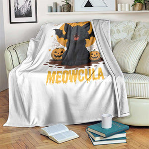 Black Cat Halloween Throw Blanket Meowcula Cute Smilling With Bat TS12 Print Your Wear