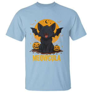 Black Cat Halloween T Shirt Meowcula Cute Smilling With Bat TS12 Light Blue Print Your Wear