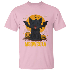 Black Cat Halloween T Shirt Meowcula Cute Smilling With Bat TS12 Light Pink Print Your Wear