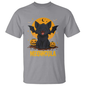 Black Cat Halloween T Shirt Meowcula Cute Smilling With Bat TS12 Sport Gray Print Your Wear