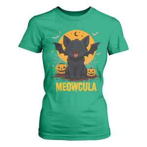 Black Cat Halloween T Shirt For Women Meowcula Cute Smilling With Bat TS12 Irish Green Print Your Wear