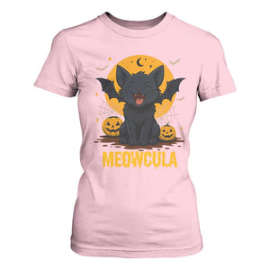 Black Cat Halloween T Shirt For Women Meowcula Cute Smilling With Bat TS12 Light Pink Print Your Wear