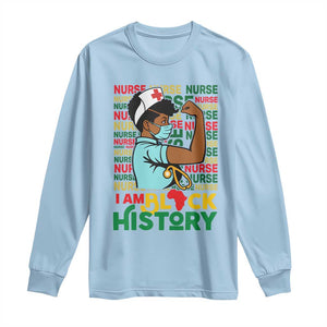 Nurse African American Long Sleeve Shirt I Am Black History Strong Feminism TS12 Light Blue Print Your Wear